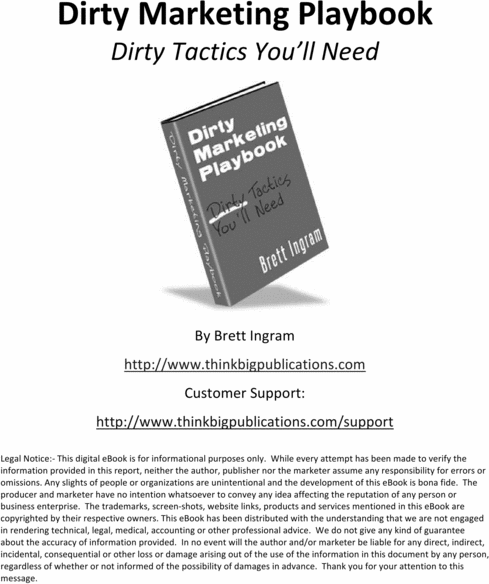 Product picture Dirty Marketing Playbook Make more Money from your website